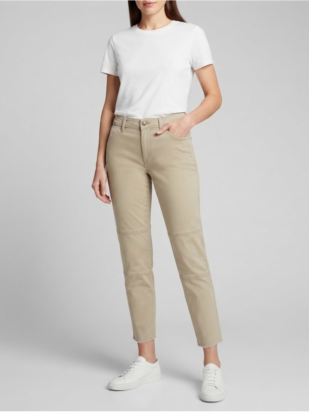 Banana Republic Cropped Straight-Leg Jeans in Beige Size 6 NWT